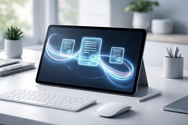 Automatikusan generált vázlat digitális eszközön megjelenítve